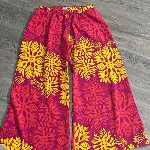 Manuhealii Red and Yellow Casual Palazzo Pants